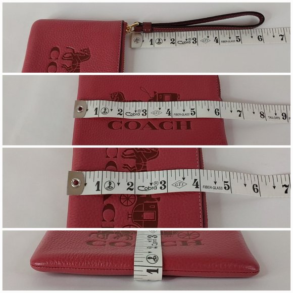 'COACH' PEBBLE-LEATHER SIGNATURE HORSE & CARRIAGE EMBOSSED WRISTLET BELLA~ROSAE - Picture 12 of 16